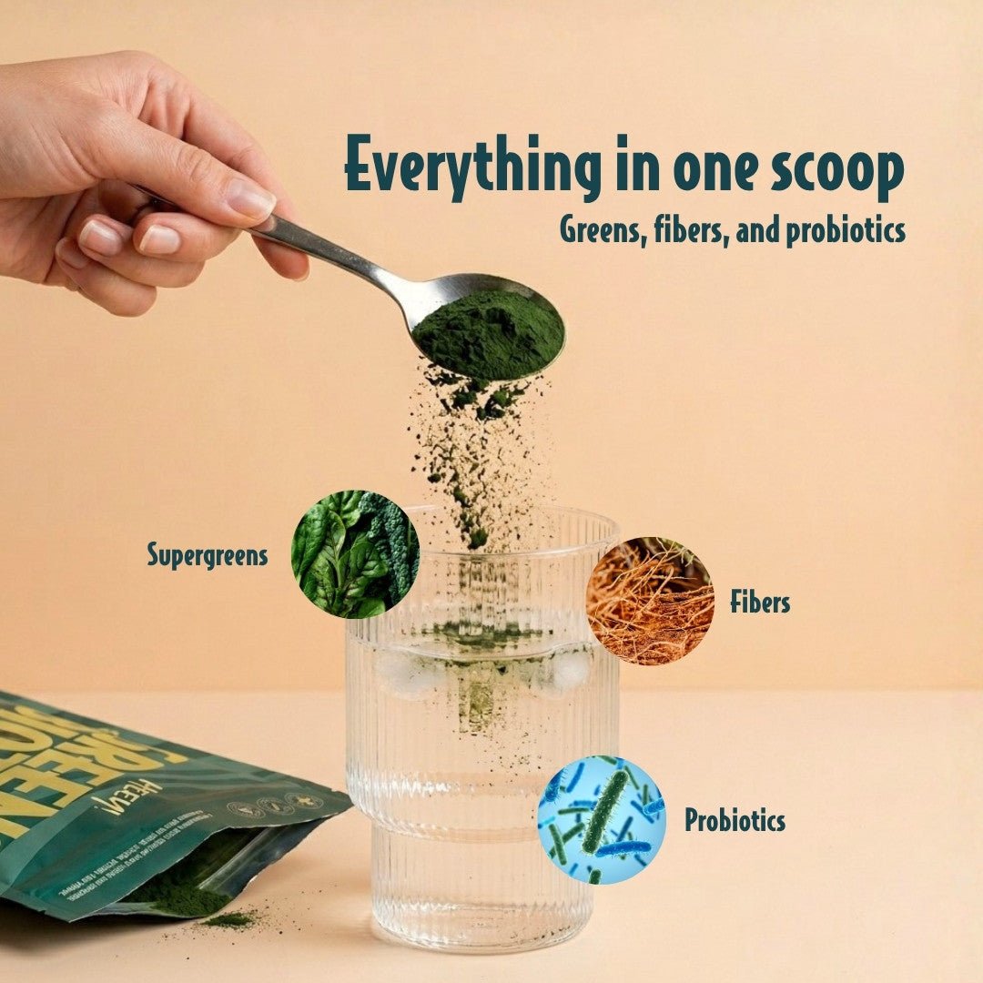 Heey! Greens & Biotics - en scoop innehåller allt du behöver