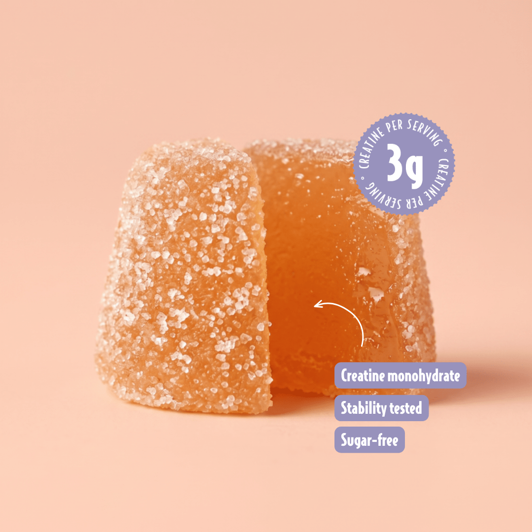 Heey! Creatine Gummies Sour Peach - 3 g kreatinmonohydrat per dos, stabilitetstestad, sockerfri