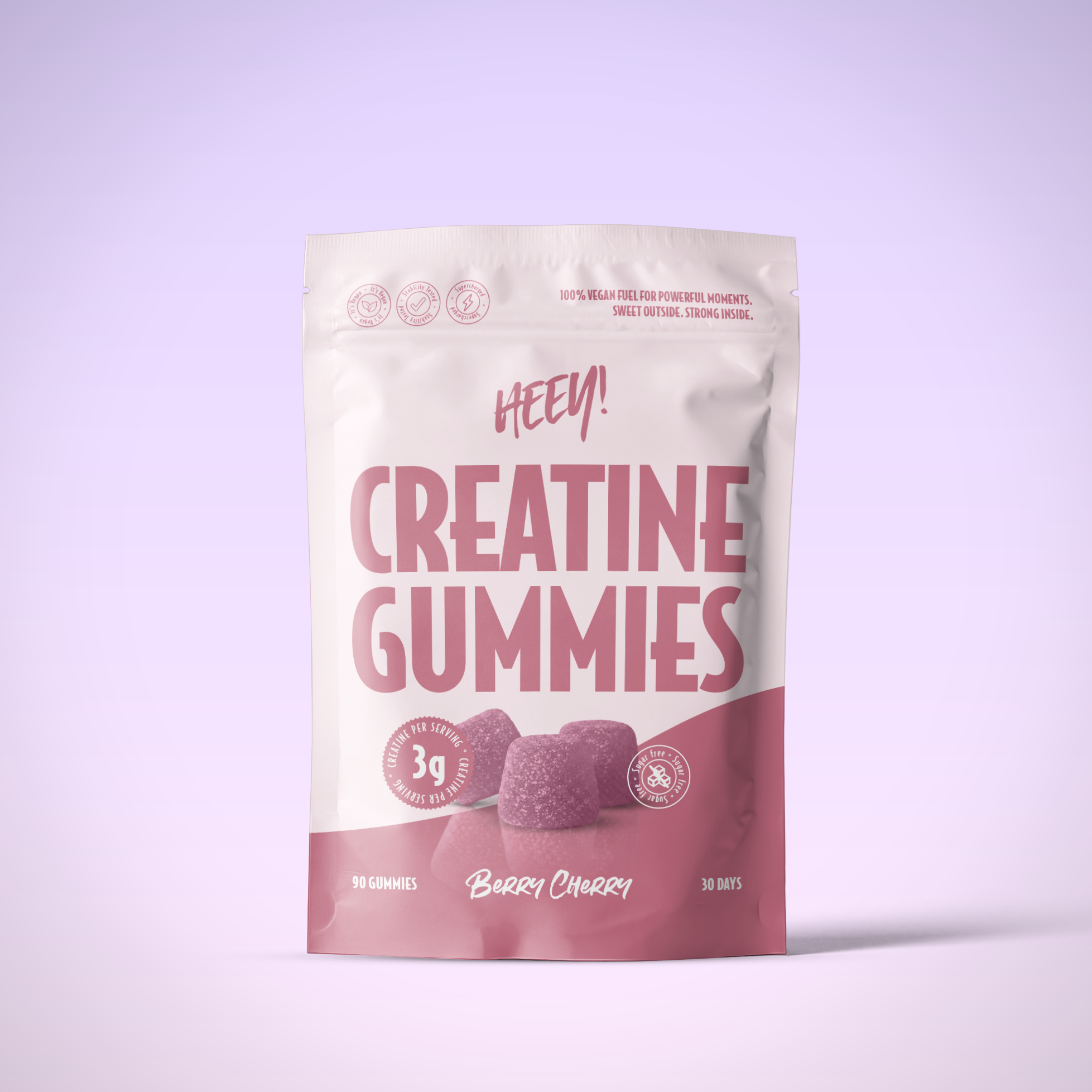 Heey! Creatine Gummies Berry Cherry - 90 gummies, 3 g kreatin per dos